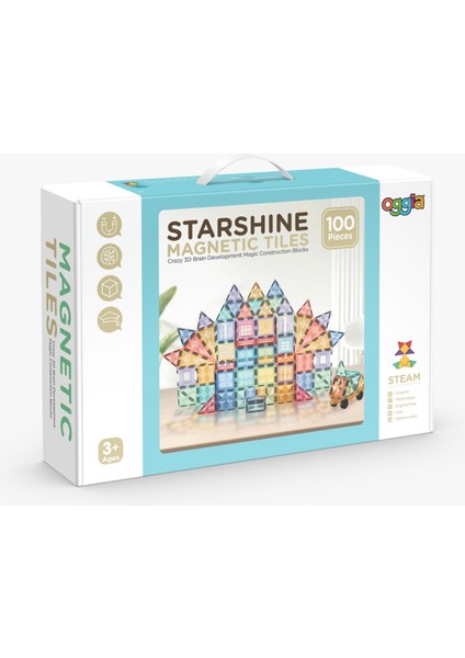 Starshine 100 Parça Manyetik Oyuncak / Bloklar Seti (Yaratıcı Manyetik Oyuncak Seti) (KBZS-100)