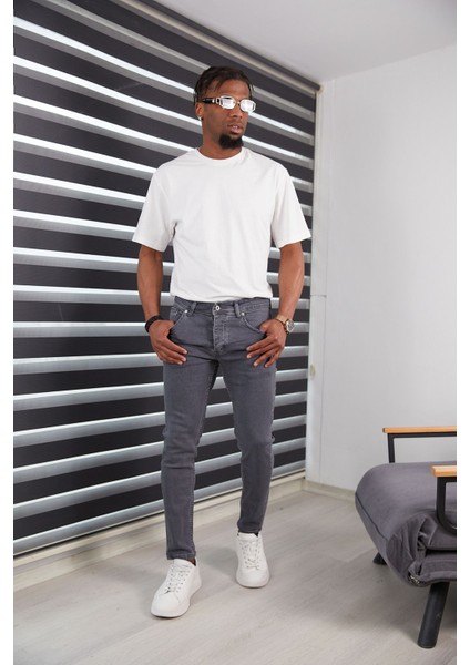 Erkek Gri Kot Pantolon Yüksek Kaliteli Jeans Renk Solması Yapmaz Likralı modelleri