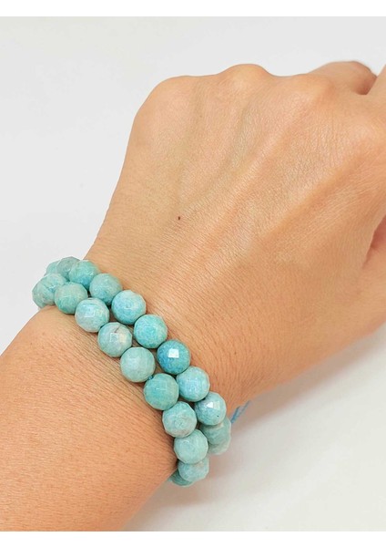 Amazonit Taşı Faset Kesim 8mm Unisex Ikili Bileklik