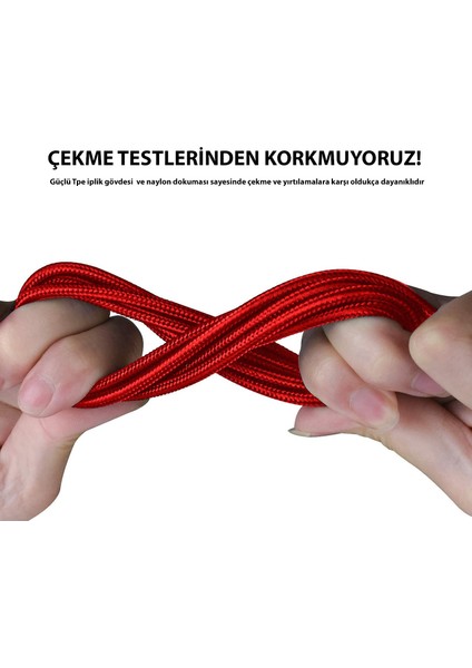 Type-C Hızlı Şarj ve Data Kablosu 1 mt Örgü Tip Kırılmaz Kablo