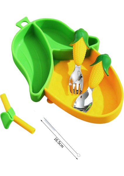 Mısır Figürlü Vakumlu Silikon Mama Tabağı, Silikon Saplı Çelik Uçlu Çatal ve Kaşık modelleri