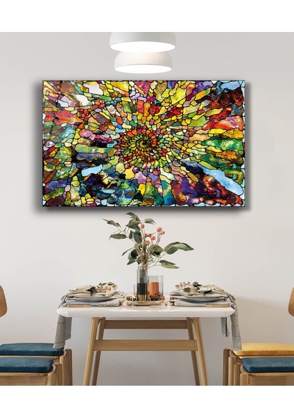 Rengarenk Geometrik Soyut Cam Tablo, Ev ve Ofis Duvar Dekoru, Hediyelik, Dayanıklı Temperli Cam fiyatları
