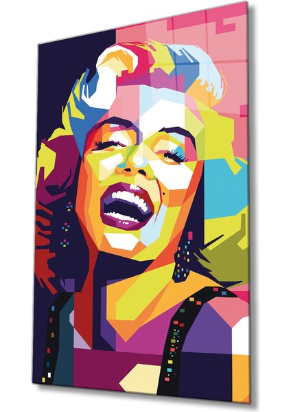 Rengarenk Marilyn Monroe Cam Tablo, Ev ve Ofis Duvar Dekoru, Hediyelik, Dayanıklı 4mm Temperli Cam