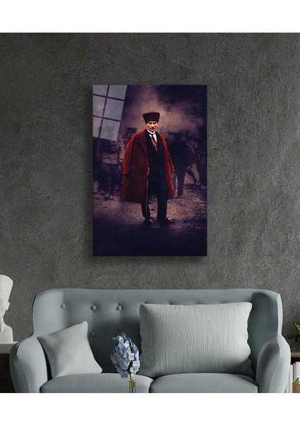 Mustafa Kemal Atatürk Portresi Cam Tablo, Ev, Ofis ve Okul Duvar Dekoru, Hediyelik, Temperli Cam fiyatları