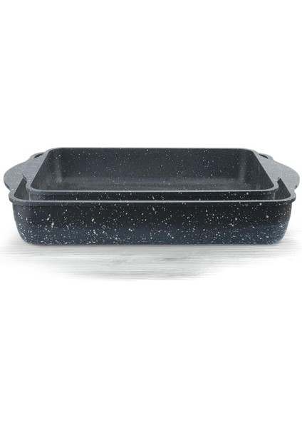 2'li Döküm Granit Çok Amaçlı Kare Tepsi (30-35 Cm)