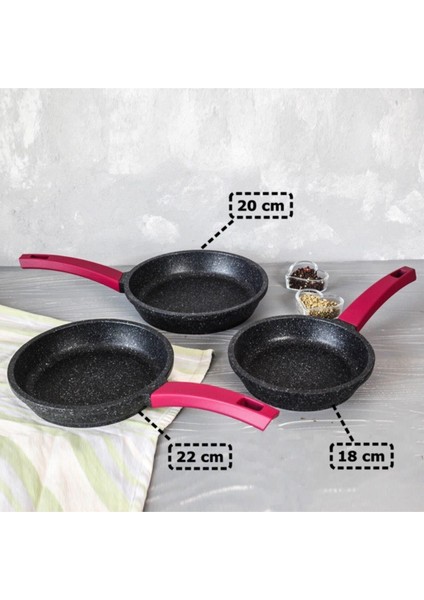 Elit Granit Döküm 3 Lü Tava Seti 18-20-22 cm