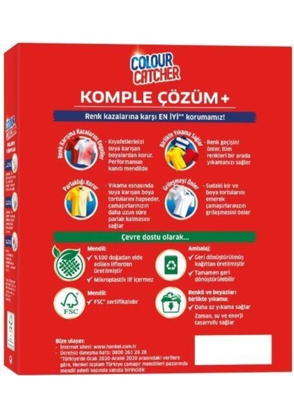 Renk Koruyucu Mendil 6 x 10'lu Paket (60 Yikama