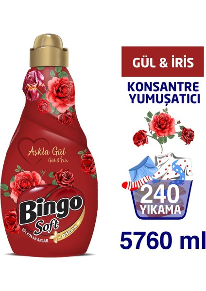 Konsantre Yumuşatıcı 1440 ml Aşkla Gül 4'lü Ekonomi Paketi