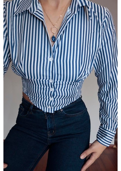Çizgili Crop Gömlek