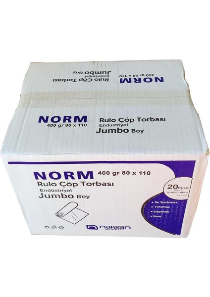 Endüstriyel Jumbo Çöp Torbası Poşeti - 2 Kat - Siyah - 400 Gr. - 80 x 110 Cm. / Koli