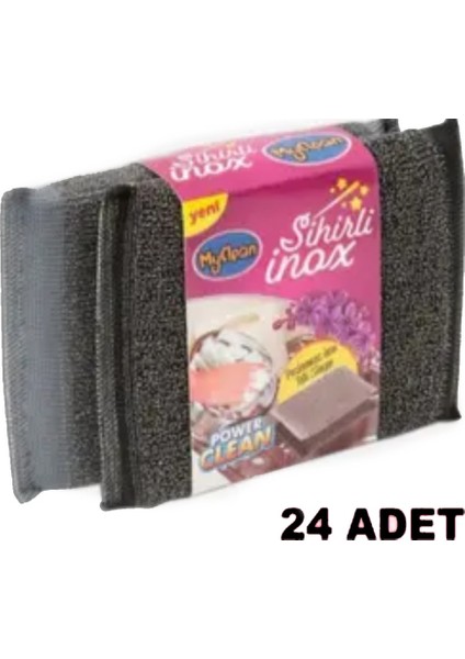 2li 24 Çift Power Master Inox Paslanmaz Çelik Işlemeli Magic Force Bulaşık Sünger