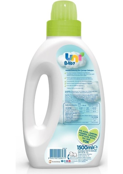 Uni Baby Hassas Dokunuş Sıvı Çamaşır Deterjanı 1500 ml 2'li Set