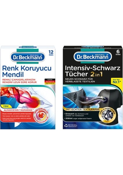 Dr.beckmann Renk Koruyucu Mendil 12'li + Siyahlar Için Renk Yenileyici ve Koruyucu Mendil 6'lı Se