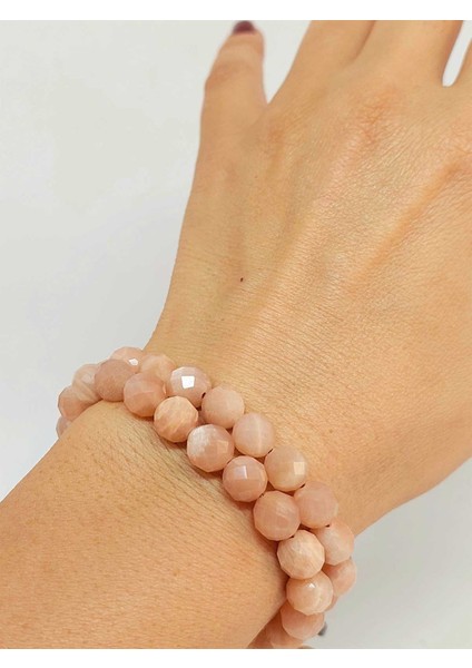 Güneş Taşı Faset Kesim 8mm Unisex Ikili Bileklik (42530)