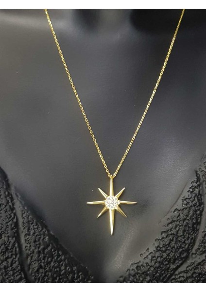 Kuzey Yıldızı Serisi Sarı Renk 925 Ayar Gümüş Kolye fiyatları