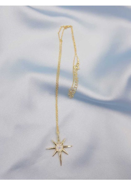 Kuzey Yıldızı Serisi Sarı Renk 925 Ayar Gümüş Kolye fırsatları