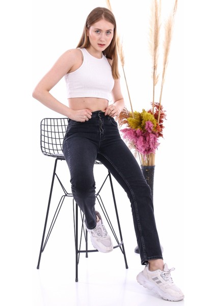 A&v Siyah Mom Jeans