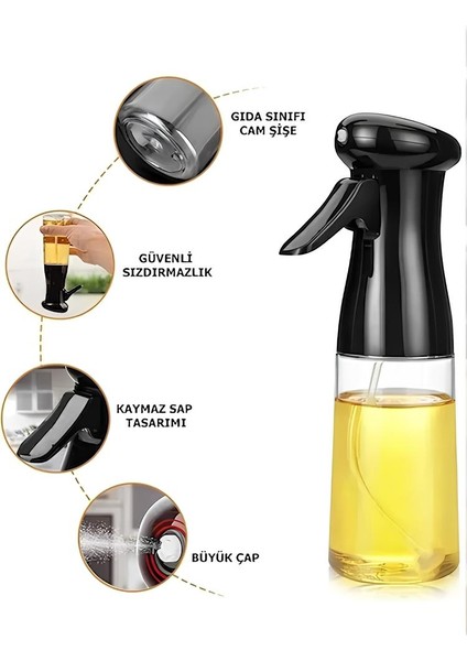 (Yb1) Sprey Cam Yağdanlık 200 Ml, Fısfıs Yağdanlık, Sirke, Airfryer, Zeytinyağı, Limon Için