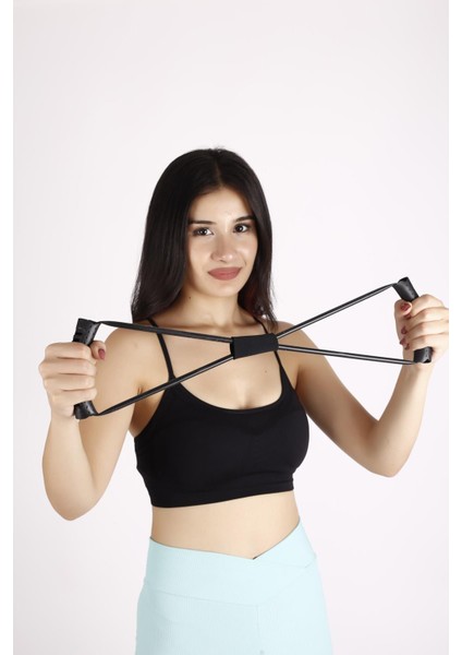 Sekizgen Egzersiz Direnç Pilates Lastiği ( Siyah).