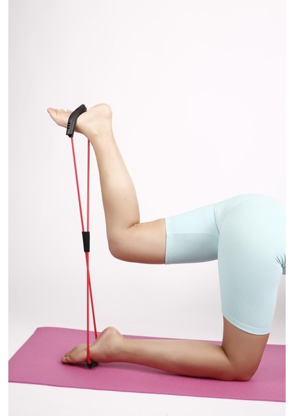 Sekizgen Egzersiz Direnç Pilates Lastiği Kırmızı