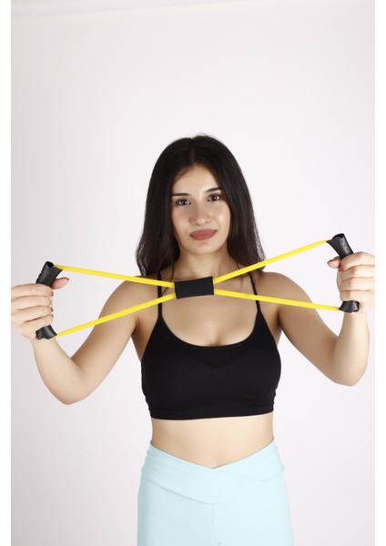 Sekizgen Egzersiz Direnç Pilates Lastiği Sarı