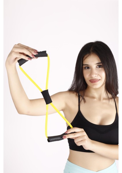 Sekizgen Egzersiz Direnç Pilates Lastiği Sarı