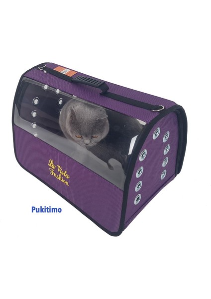 Flybag Şeffaf Kedi Çantası - Jumbo Kedi Köpek Taşıma Çantası - Mor modelleri