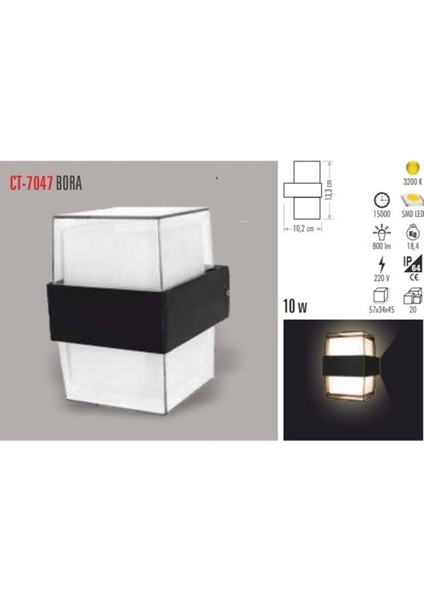 CT-7047 10W/3200K Bora LED Aplik (Günışığı) modelleri