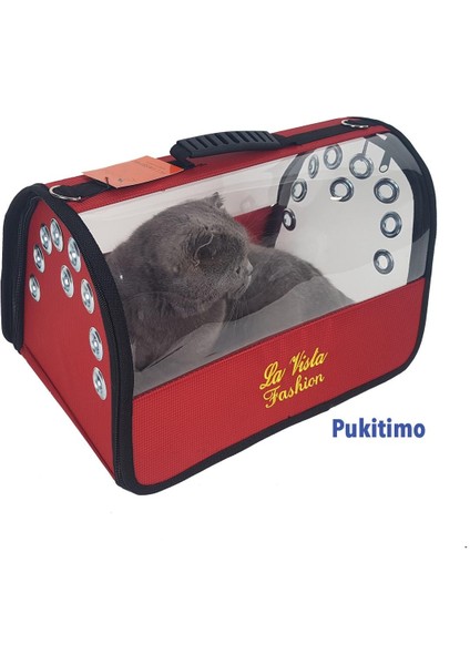 Flybag Şeffaf Kedi Çantası - Kedi Köpek Taşıma Çantası - Kırmızı modelleri