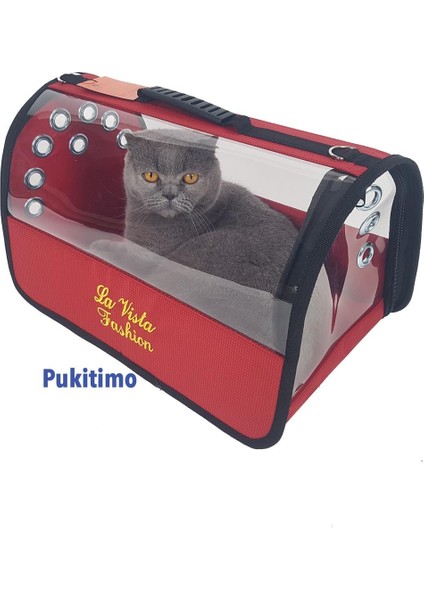 Flybag Şeffaf Kedi Çantası - Kedi Köpek Taşıma Çantası - Kırmızı fırsatları