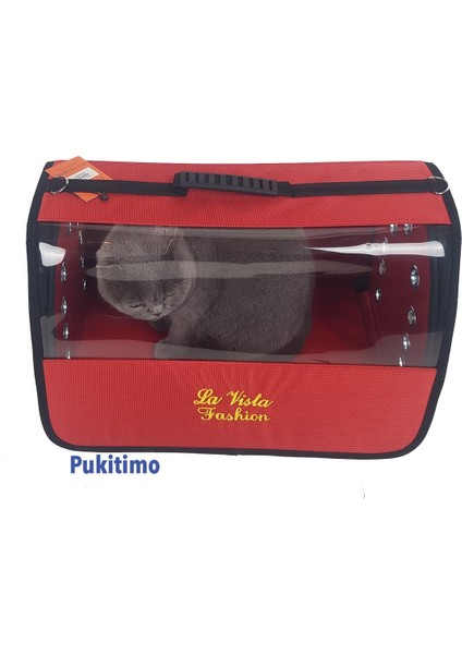 Flybag Şeffaf Kedi Çantası - Jumbo Kedi Köpek Taşıma Çantası - Kırmızı fiyatları