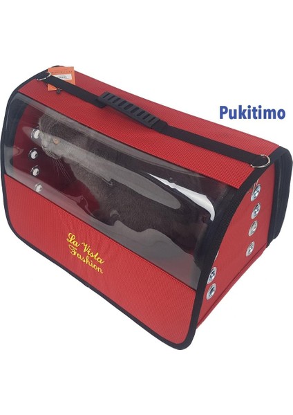 Flybag Şeffaf Kedi Çantası - Jumbo Kedi Köpek Taşıma Çantası - Kırmızı modelleri