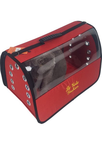 Flybag Şeffaf Kedi Çantası - Jumbo Kedi Köpek Taşıma Çantası - Kırmızı fırsatları
