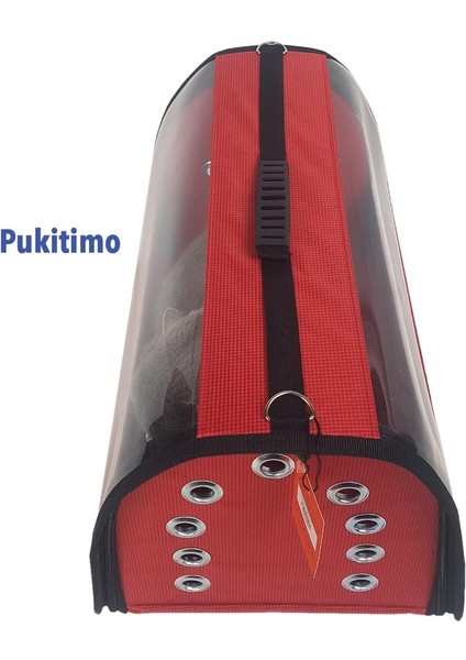 Flybag Şeffaf Kedi Çantası - Jumbo Kedi Köpek Taşıma Çantası - Kırmızı indirimleri