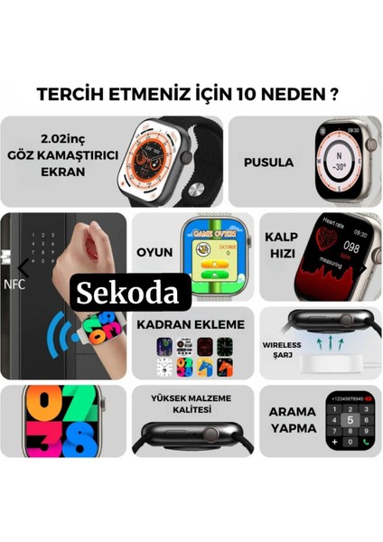 Watch Hk9 Pro Akıllı Saat (3 Kordonlu- 2.02 Full Amoled Ekran-Aktif Pusula Özelliği) Tüm Akıllı Telefonlarla Uyumlu indirimleri