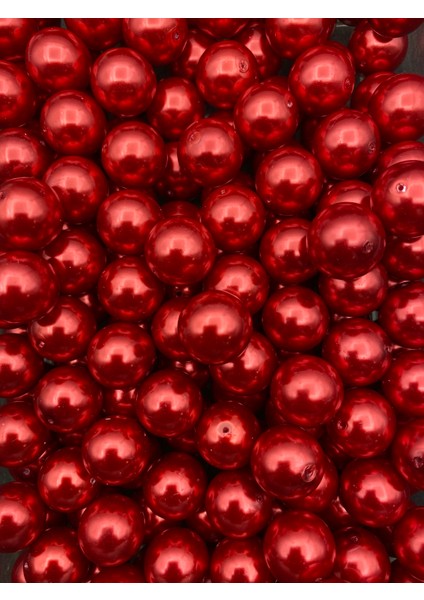 14MM Kırmızı Renk Cam Inci Boncuk, Takı Aksesuar Yapım Boncuğu (100GR,-30 Adet)