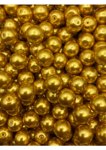 14MM Sarı / Gold Altınsarısı Renk Cam Inci Boncuk, Takı Aksesuar Yapım Boncuğu (100GR,-30 Adet)