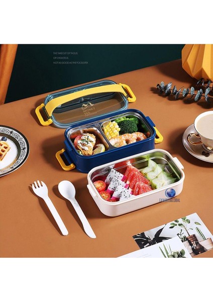 Taşınabilir Üç Bölmeli 304 Paslanmaz Çelik Çocuk , Öğrenci ve Ofis Için Yemek Kutusu Sefer Tası Vgn modelleri