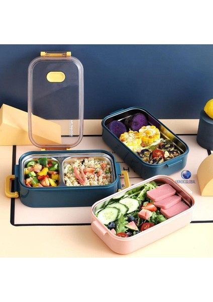 Taşınabilir Üç Bölmeli 304 Paslanmaz Çelik Çocuk , Öğrenci ve Ofis Için Yemek Kutusu Sefer Tası Vgn fırsatları