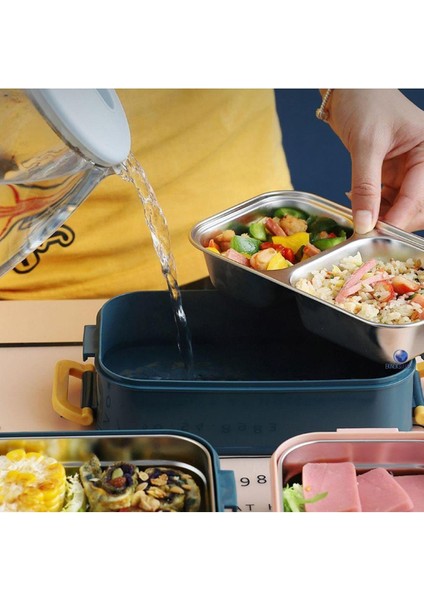 Taşınabilir Üç Bölmeli 304 Paslanmaz Çelik Çocuk , Öğrenci ve Ofis Için Yemek Kutusu Sefer Tası Vgn indirimleri