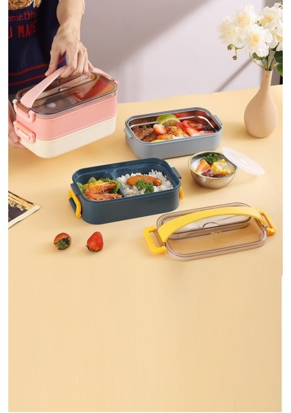 Bento Lunch Box Ofis-Okul Için Yeni Nesil Sefer Tası -Çorba Kaseli Model-Paslanmaz Çelik fırsatları