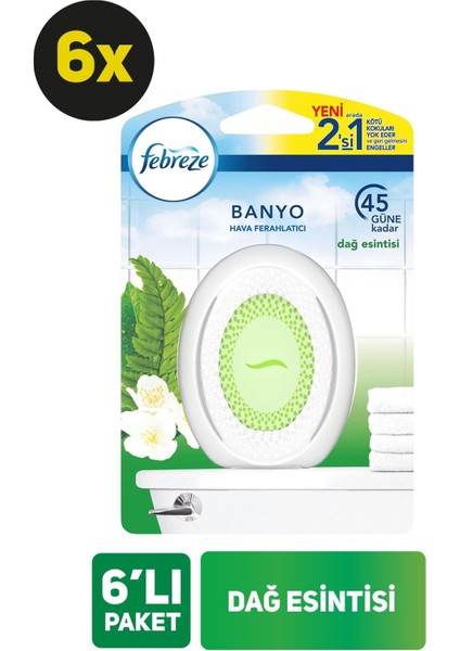 Hava Ferahlatıcı Banyo Oda Kokusu Dağ Esintisi 7.5 ml 6'lı Set