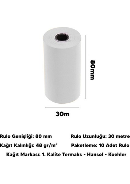 80 x 30 Termal Adisyon Rulosu fiyatları