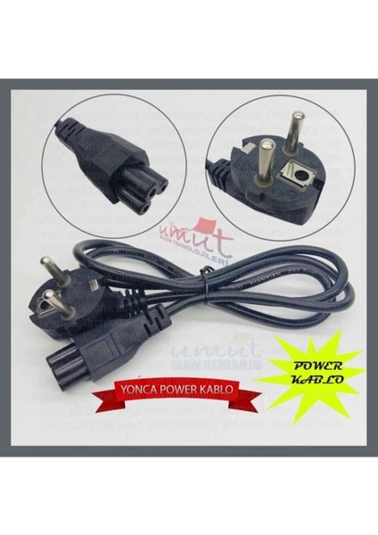 Notebook Adaptör Şarj Kablosu - Asus Hp Dell Lenovo Dizüstü Bilgisayar Monitörü Yonca Power Kablosu Yonca Power fırsatları