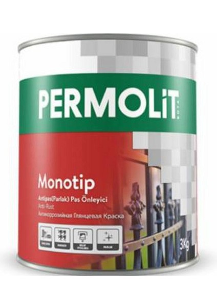 Monotip Antipaslı Metal Boyası 0,750LT Beyaz
