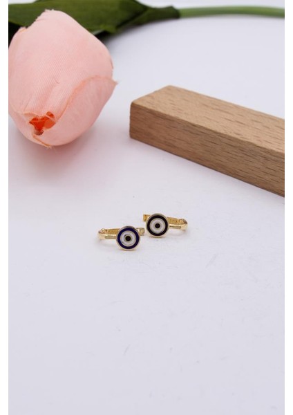 14 Ayar Altın Çocuk Küpe Lacivert Nazarlık Çocuk Küpe LKKP1165