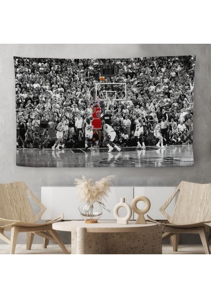 Michael Jordan Maç Sonu Şutu Kanvas Duvar Örtüsü-Halısı, Chicago Bulls NBA-5088