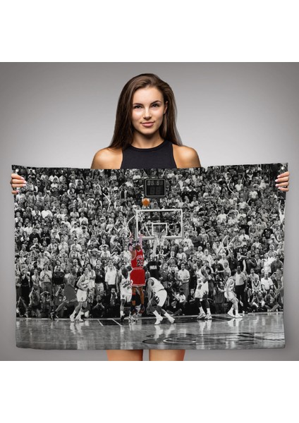 Michael Jordan Maç Sonu Şutu Kanvas Duvar Örtüsü-Halısı, Chicago Bulls NBA-5088 fiyatları