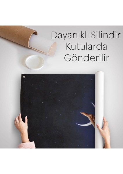 Ay'a Ayaklarını Koyup Dinlenen Kadın, Sürreal Sanat Duvar Örtüsü - HALISI-609 indirimleri