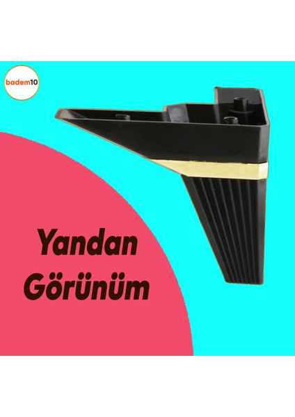 Alcazar Lüks Mobilya Kanepe Sehpa Tv Ünitesi Koltuk Ayağı Baza Ayakları Köşe 12 Cm Siyah Altın